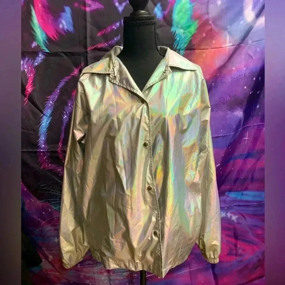 Holographic button up jacket